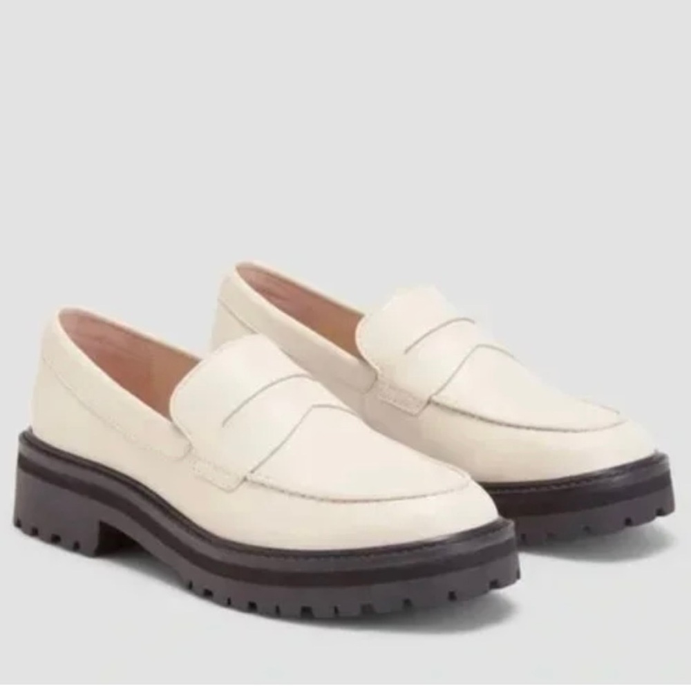 EVERLANE The Lug Loafer Cream Off White Size 10 Genuine Leather Worn Once
